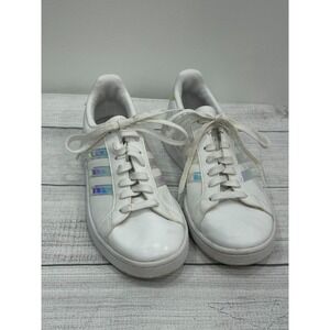 Adidas‎ Advantage Sneakers Womens 8 White Iridescent Leather Lace Up Casual